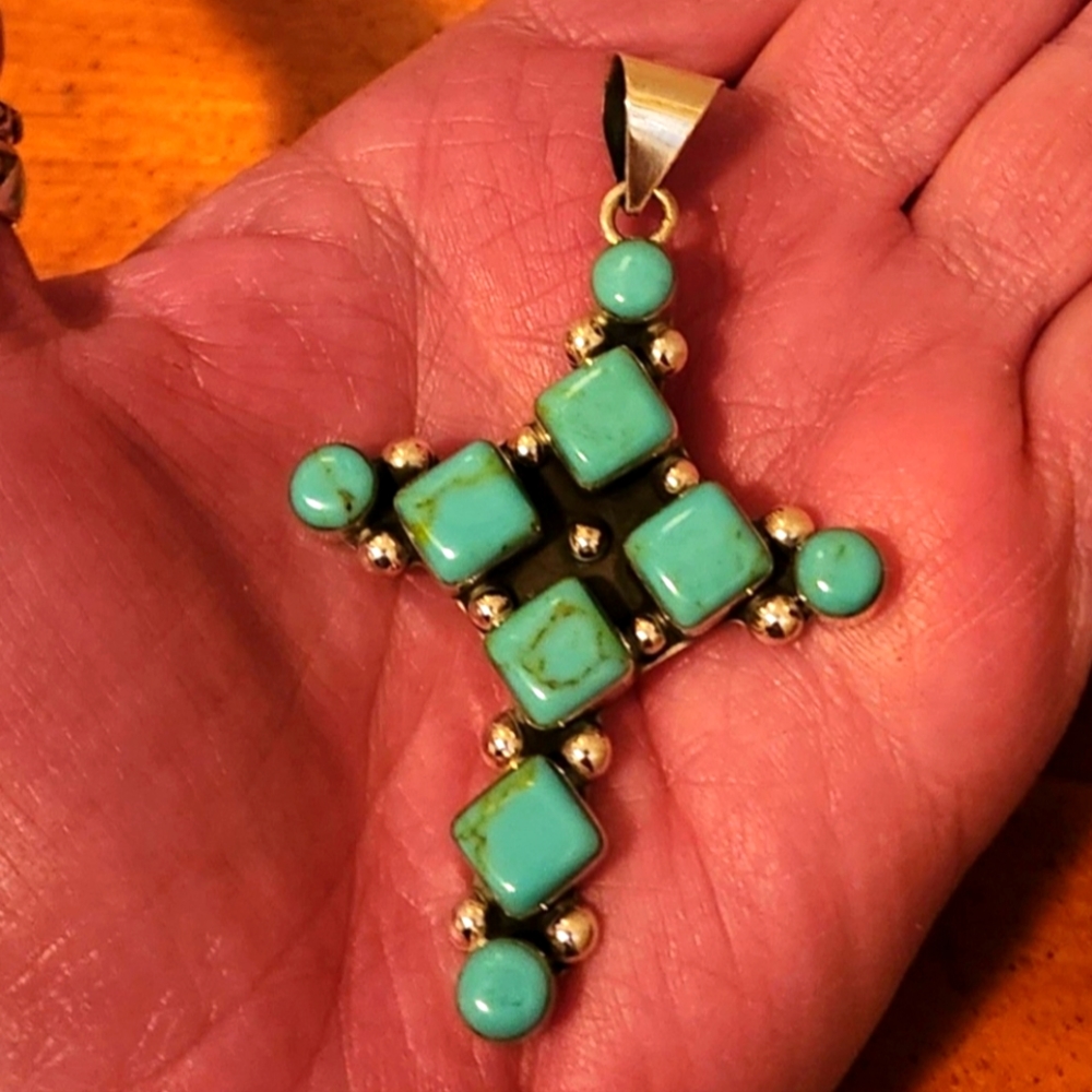 Huge Turquoise Cross Vintage